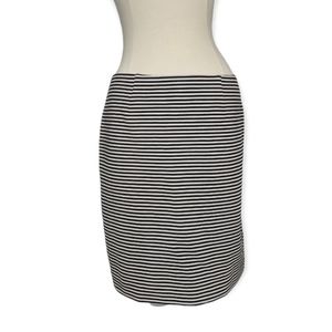 J. Jill Striped Pencil Skirt S Classic Nautical Parisian Black White Stretch Fit